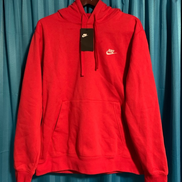 nike club fleece hoodie red